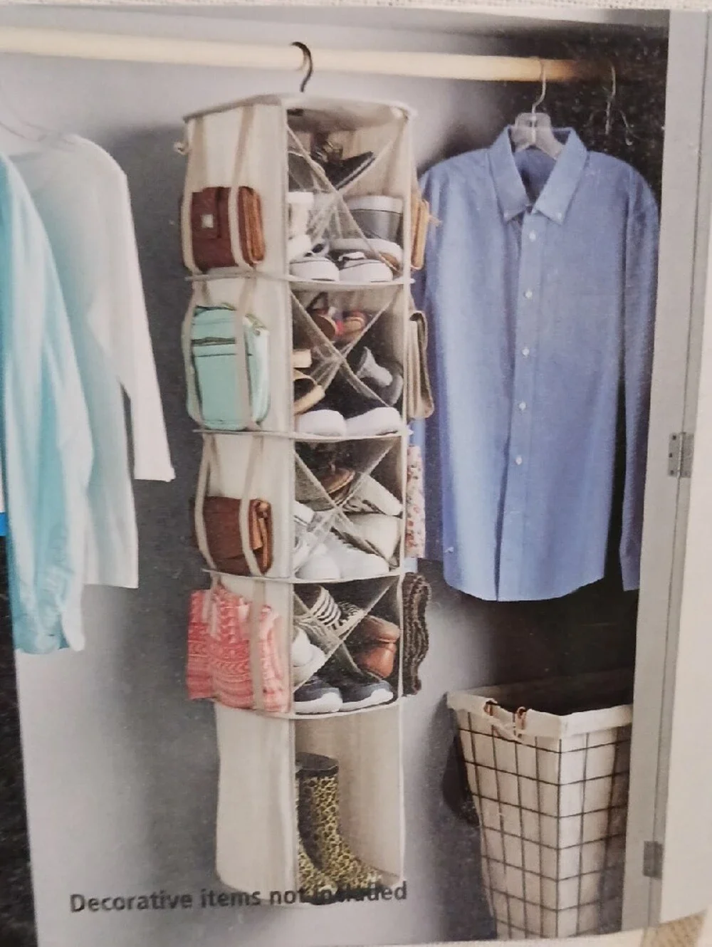 5-Tier Square Closet Organizer - Natural Beige ⚜️Spins 360 Degrees